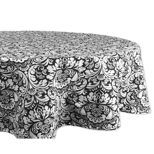 DII® 70" Round Black Damask Tablecloth